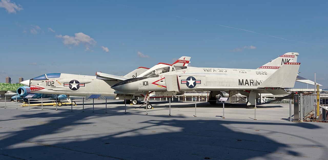 Historic aircraft on the flight deck of the Intrepid Museum