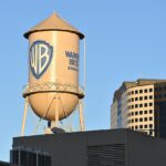 Warner Bros Studios water tower against blue sky