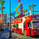 Red Big Bus open-top double-decker on the Las Vegas Strip