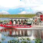Tourist airboat full of passengers in the Florida Everglades